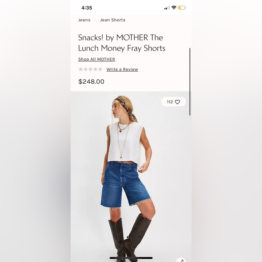 MOTHER SNACKS Baggy Jean Shorts Jorts Long Size 28 Relaxed - Picture 4 of 11